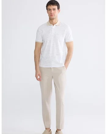 Tricou polo din bumbac, Alb/Bej