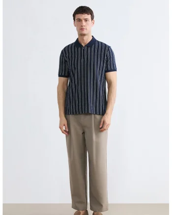 Tricou polo cu croiala slim-fit si dungi, Alb/Albastru ultramarin