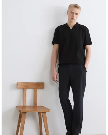 Tricou polo cu model uni, Negru