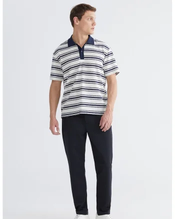 Tricou polo cu dungi, Alb/Albastru ultramarin