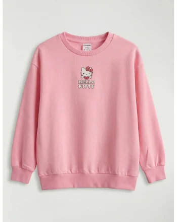 Bluza de trening cu imprimeu text, Bej/Roz