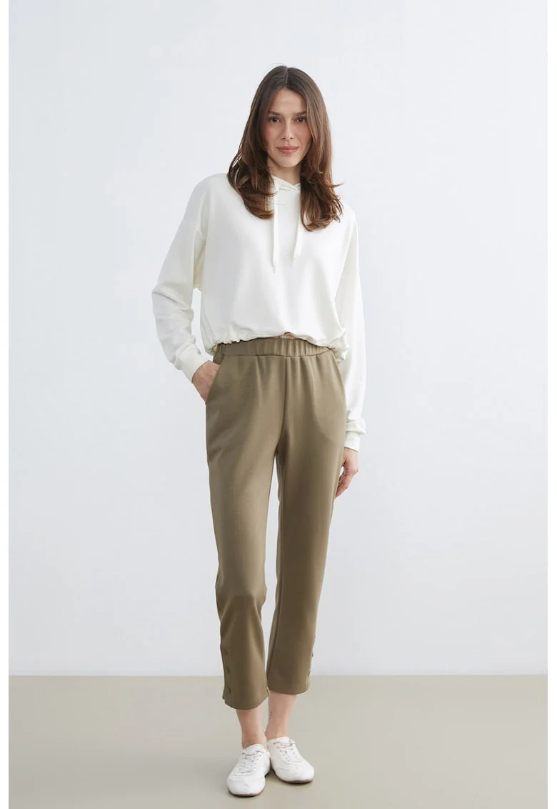 Pantaloni cu talie elastica, Kaki
