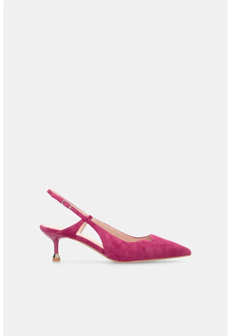 Pantofi slingback din piele intoarsa cu toc kitten, Roz