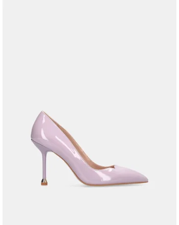 Pantofi din piele lacuita cu toc stiletto, Lila
