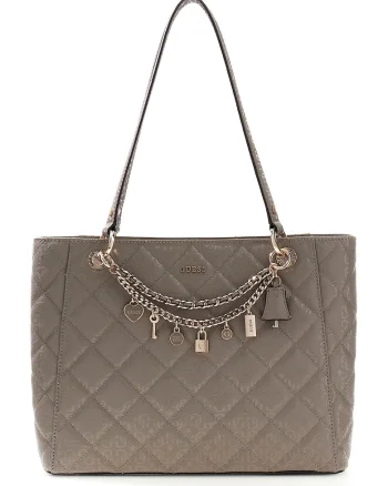 Geanta shopper cu pandantive Libby, Maro taupe