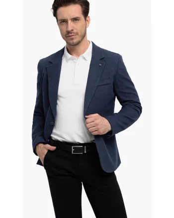 Sacou barbati  JB-Elon, Regular Fit, cu buzunare cu clapa, denim, Albastru inchis