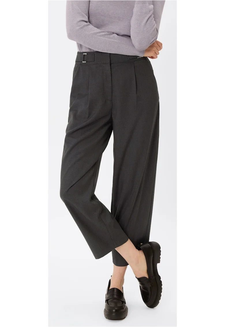 Pantaloni dama Comfort Fit, material flexibil, talie inalta,  R-Isuma, grafit, Gri grafit