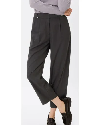 Pantaloni dama Comfort Fit, material flexibil, talie inalta,  R-Isuma, grafit, Gri grafit