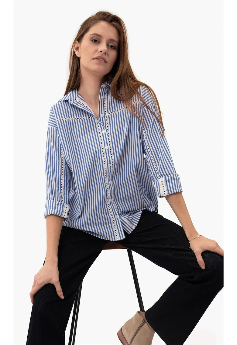 Camasa oversize pentru femei  K-Laurel, cu dungi, din bumbac