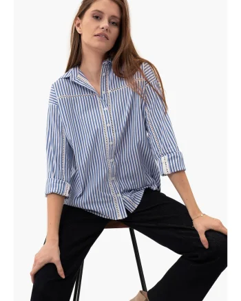 Camasa oversize pentru femei  K-Laurel, cu dungi, din bumbac