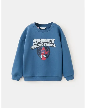 Bluza de trening cu imprimeu cu Spider-Man, Rosu/Alb/Albastru pastel