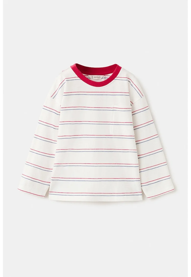 Bluza din bumbac cu model in dungi, Rosu/Alb fildes/Albastru