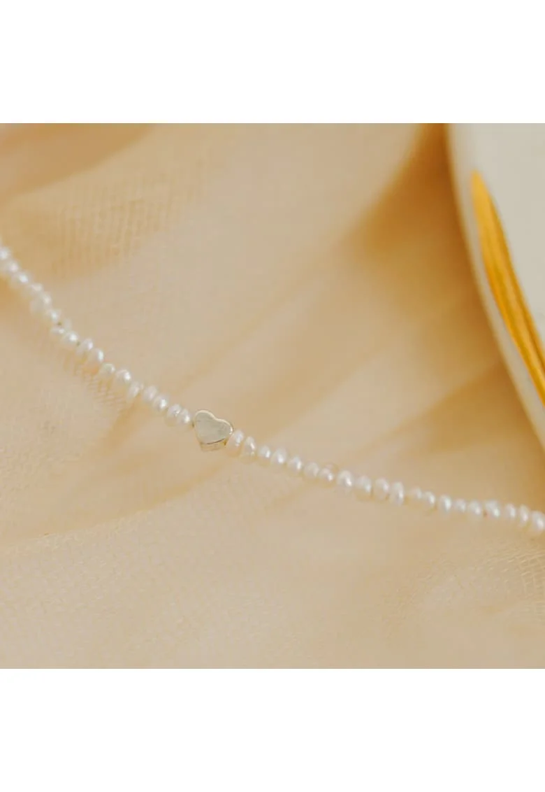 Colier  perle de cultura, argint, alb, handmade