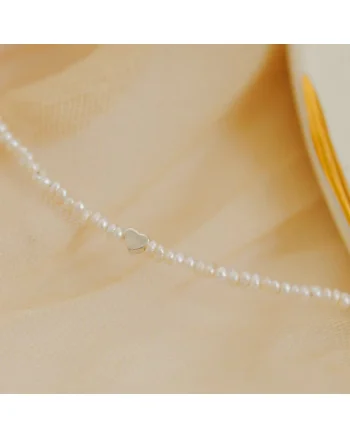 Colier  perle de cultura, argint, alb, handmade
