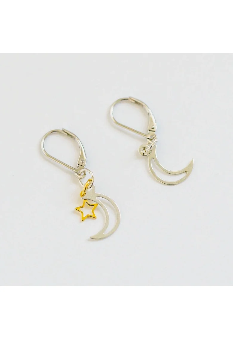 Cercei  argintii cu placaj aur 14K, handmade