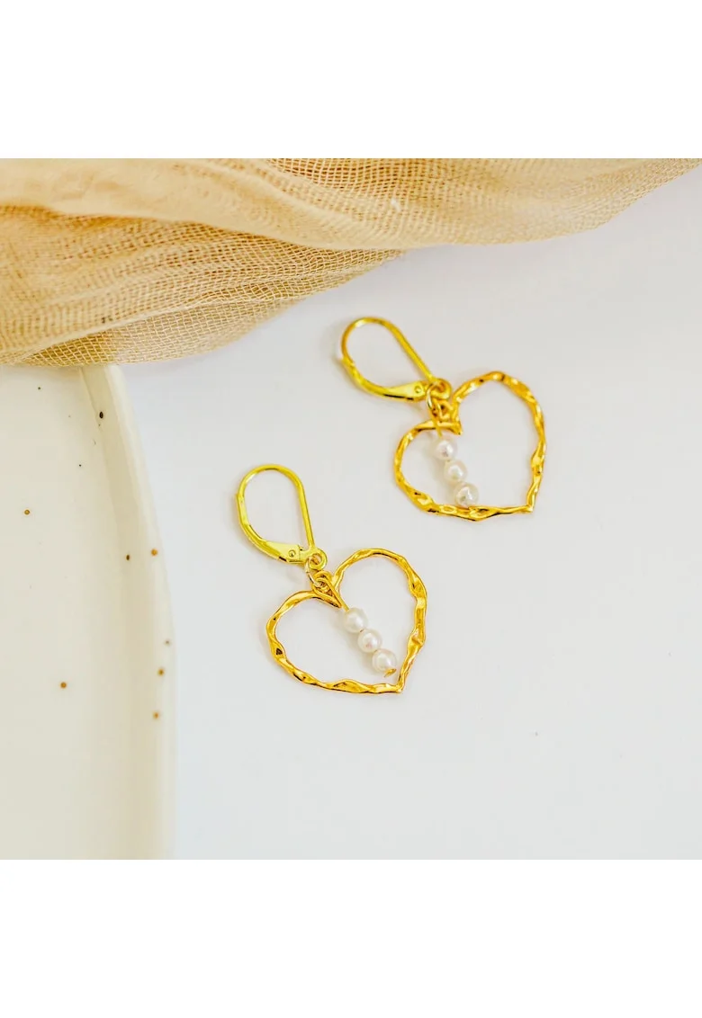 Cercei  argint 925 placat cu aur 24k, scoica, auriu
