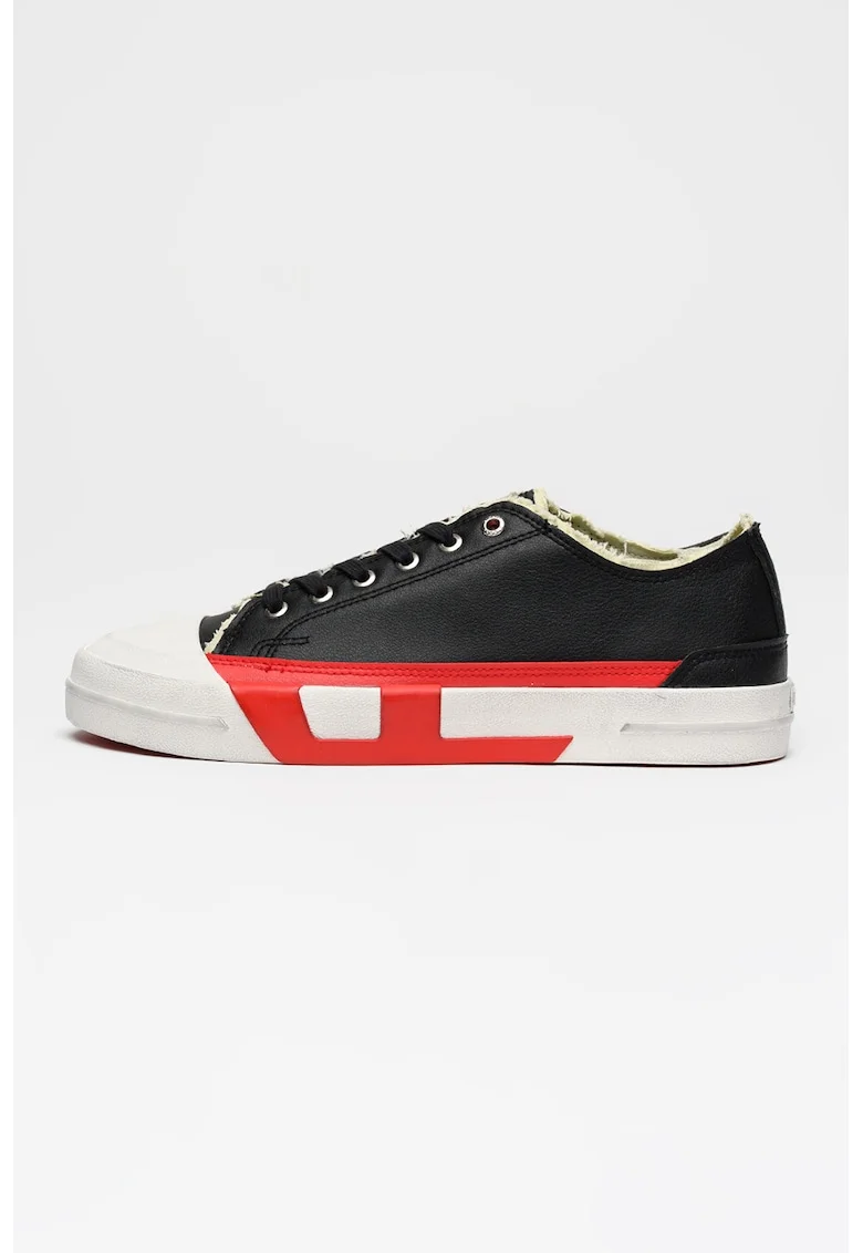 Pantofi sport S-D-Verse low-cut din piele ecologica, Rosu/Negru/Alb murdar