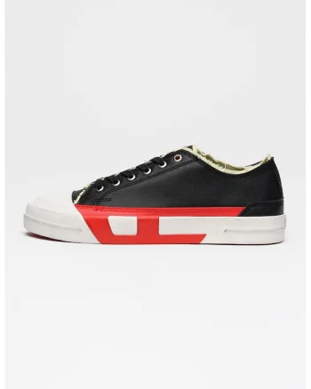 Pantofi sport S-D-Verse low-cut din piele ecologica, Rosu/Negru/Alb murdar