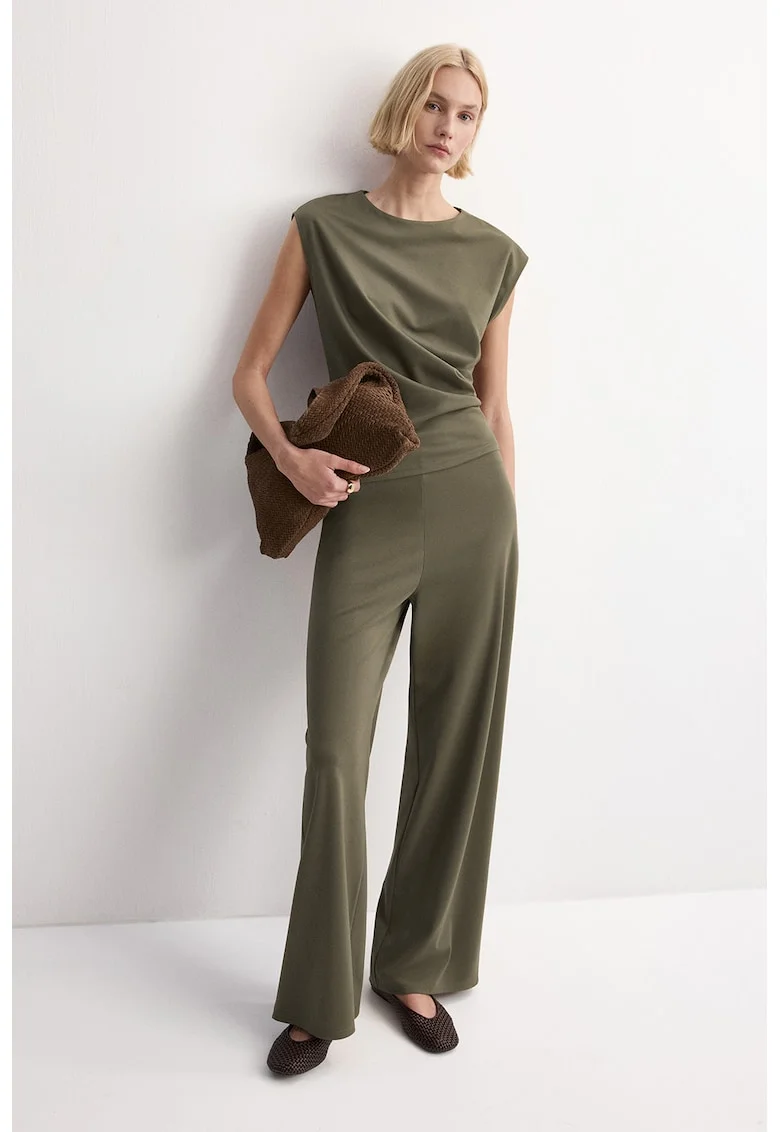 Tricou cu aspect drapat, Verde deschis