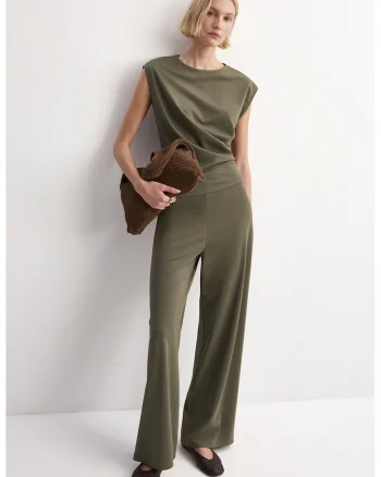 Tricou cu aspect drapat, Verde deschis