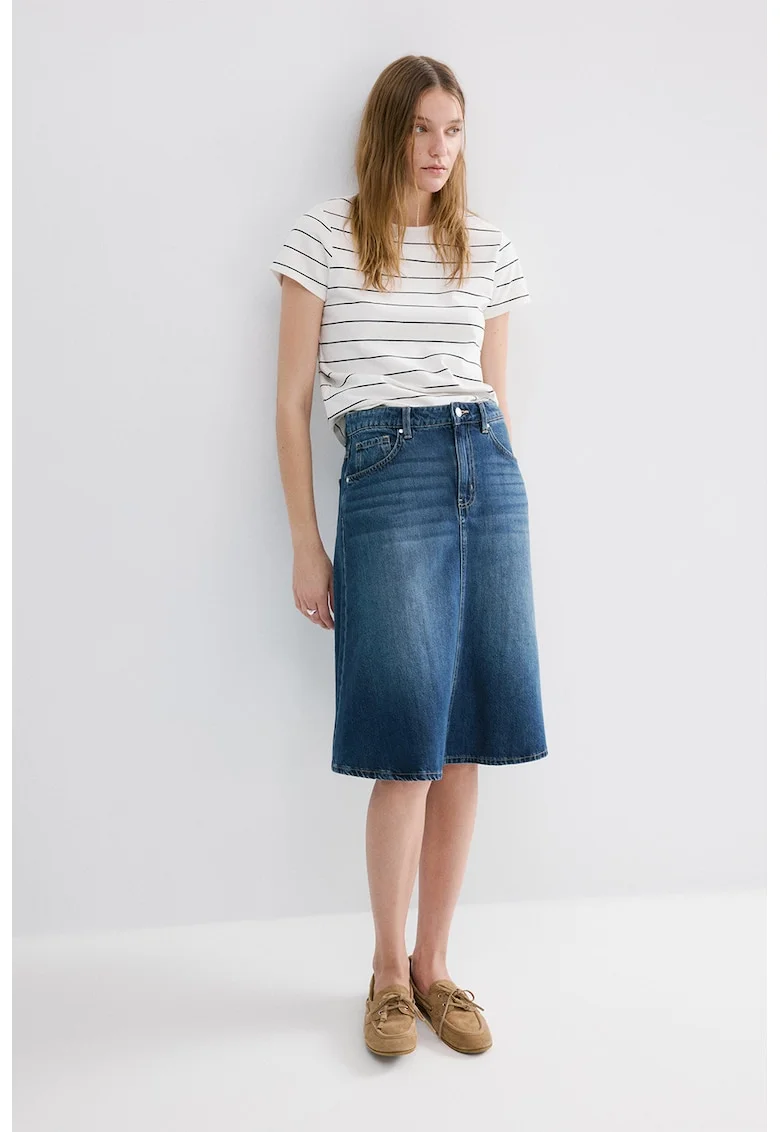Tricou din bumbac cu model in dungi, Alb/Negru