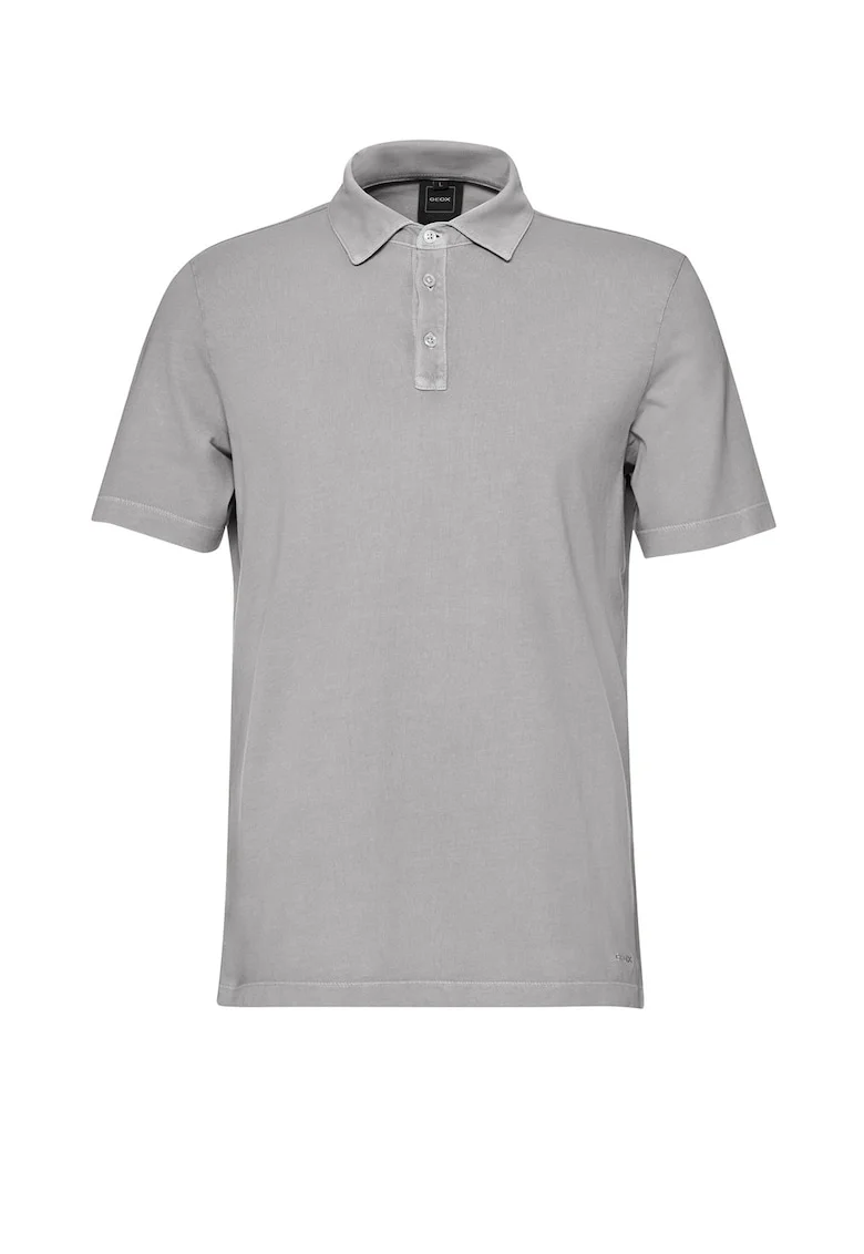 Tricou cu guler polo si fenta cu nasturi, Gri