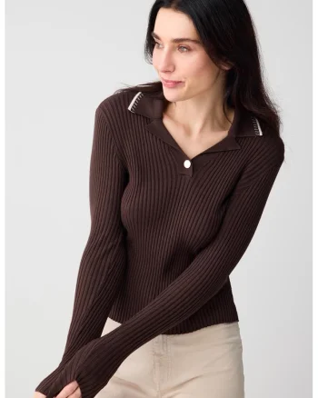 Bluza polo cu straitii, Maro