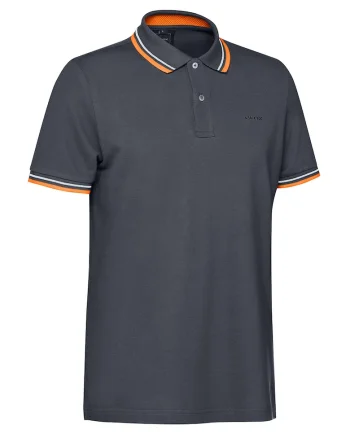Tricou polo din bumbac cu benzi contrastante, Albastru prafuit