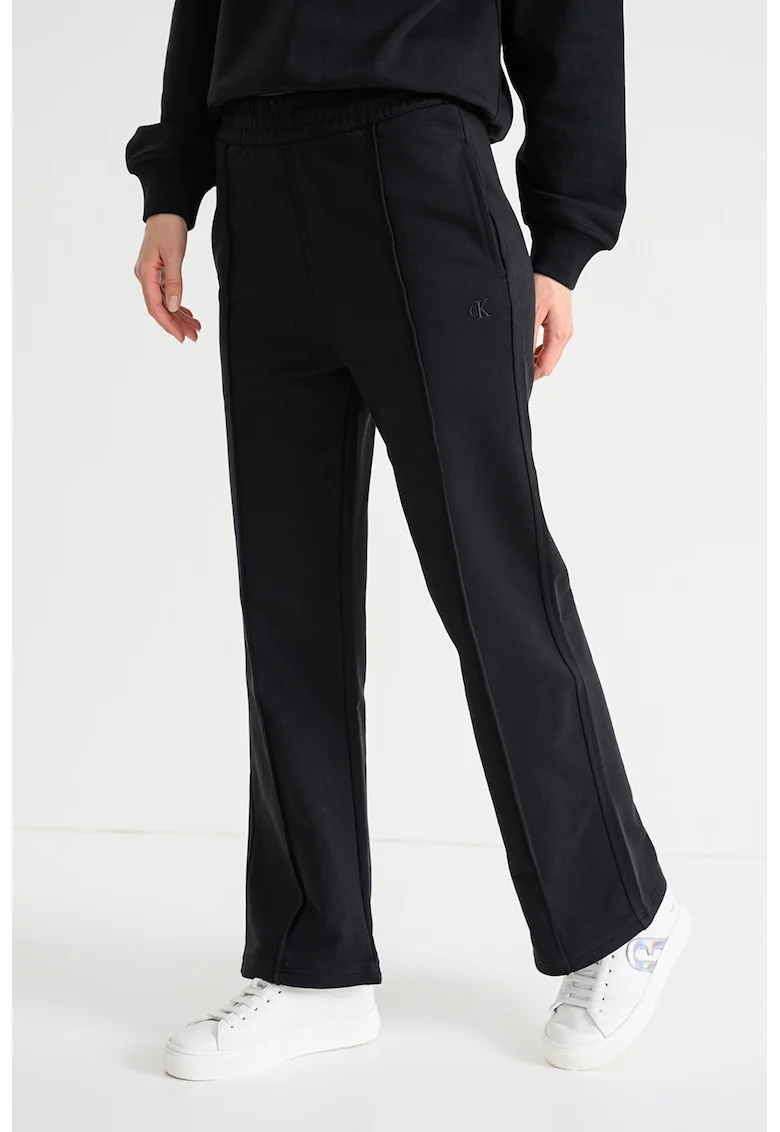 Pantaloni de trening cu talie elastica si buzunare laterale, Negru