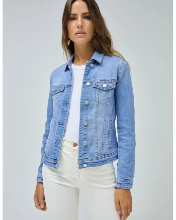 Jacheta de denim cu nasturi, Albastru deschis