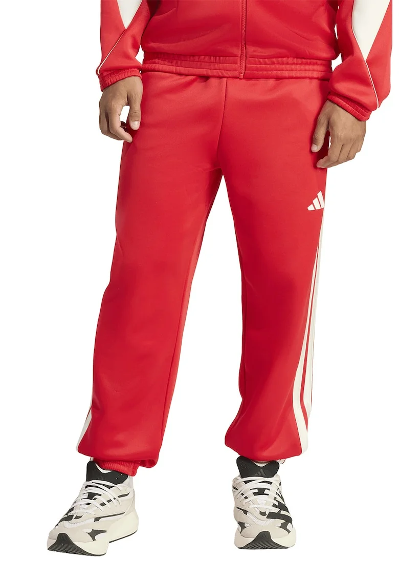 Pantaloni de trening cu logo si snur Stadium, Rosu/Alb