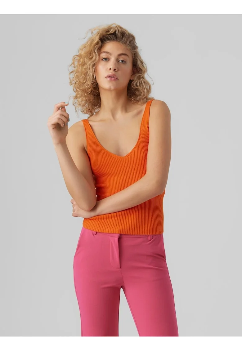 Top tricotat slim fit cu design striat
