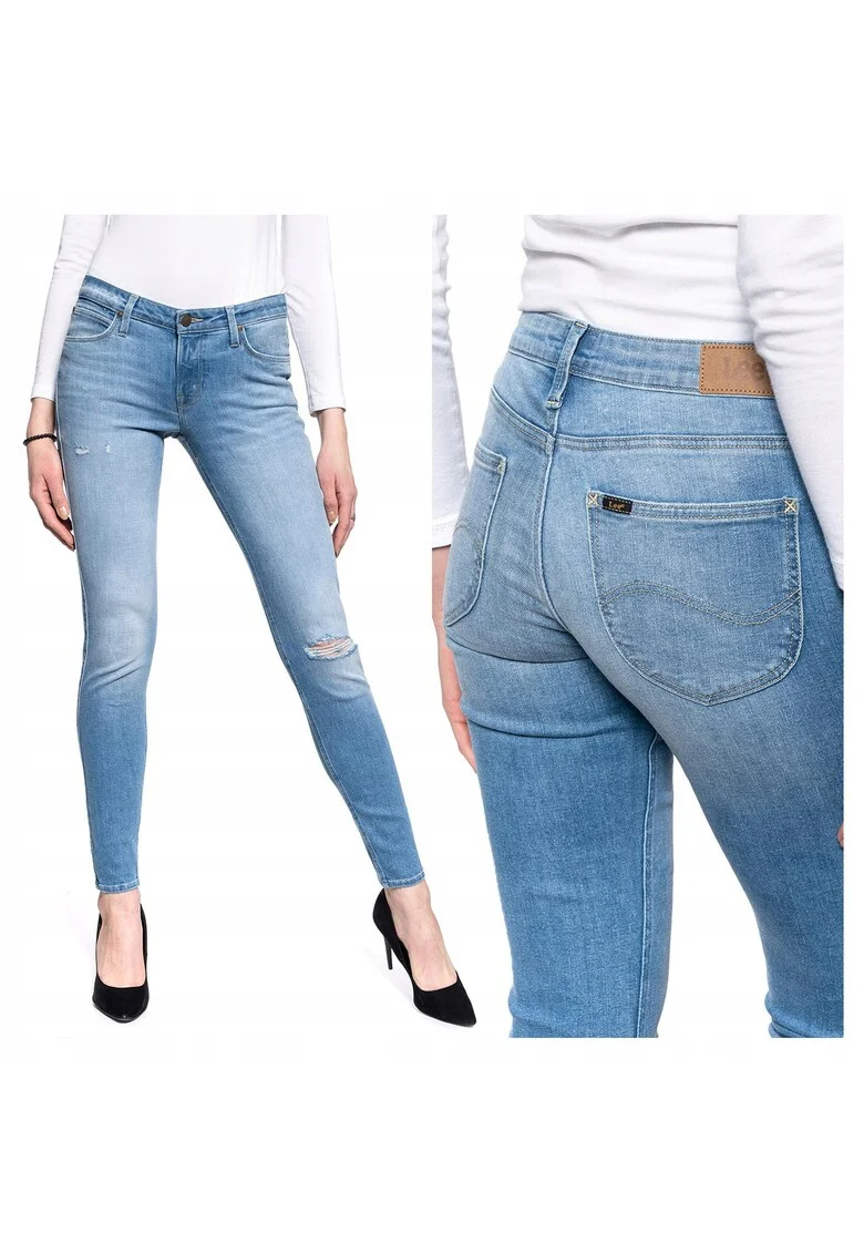 Blugi Dama,  Scarlett, Skinny Fit, Talie Medie, 5 Buzunare, Fermoar, Lungi, Bumbac, W28-L33 US, Albastru