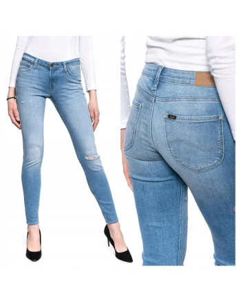 Blugi Dama,  Scarlett, Skinny Fit, Talie Medie, 5 Buzunare, Fermoar, Lungi, Bumbac, W28-L33 US, Albastru