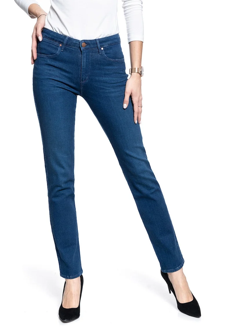 Blugi Dama,  Skinny, Skinny Fit, Talie Medie, 5 Buzunare, Fermoar, Lungi, Bumbac, S INTL, Albastru