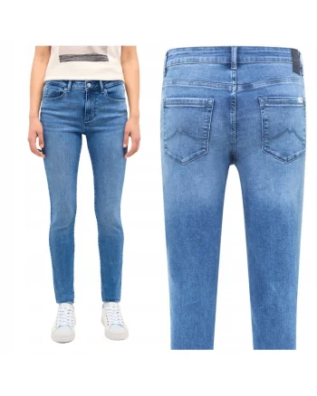 Blugi Dama,  Shelby Skinny, Slim Fit, Talie Medie, 5 Buzunare, Fermoar, Lungi, Bumbac, Albastru, Albastru