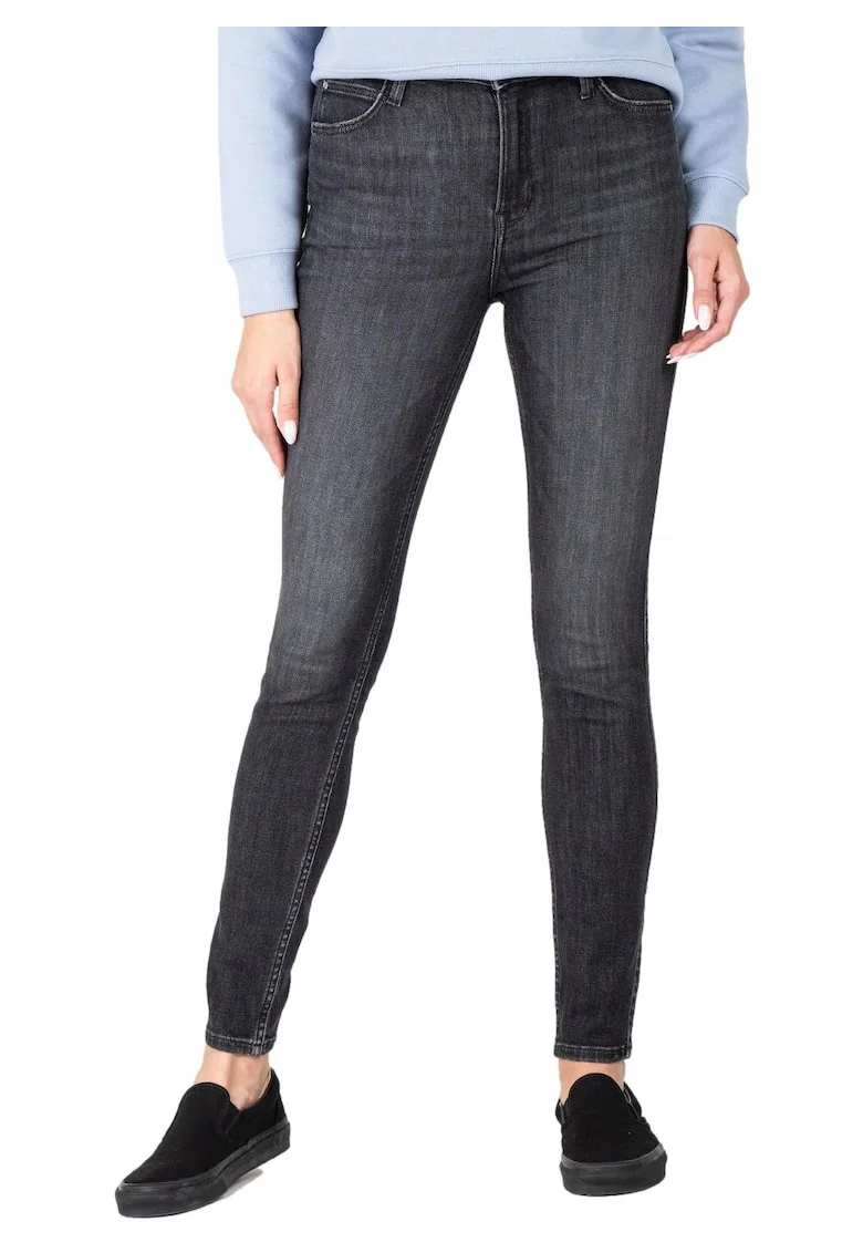 Blugi Dama,  Scarlett High, Skinny Fit, Talie Medie, 5 Buzunare, Fermoar, Lungi, Bumbac, W27-L29 US, Gri