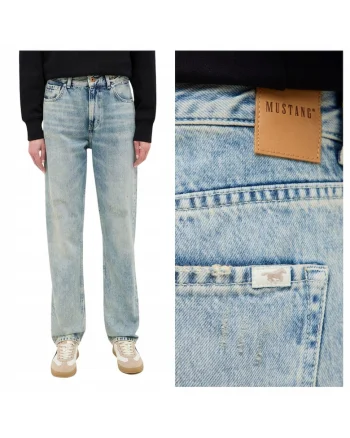 Blugi Dama,  Style Brooks Straight, Straight Fit, Talie Inalta, 5 Buzunare, Fermoar, Lungi, Bumbac, Albastru, Albastru