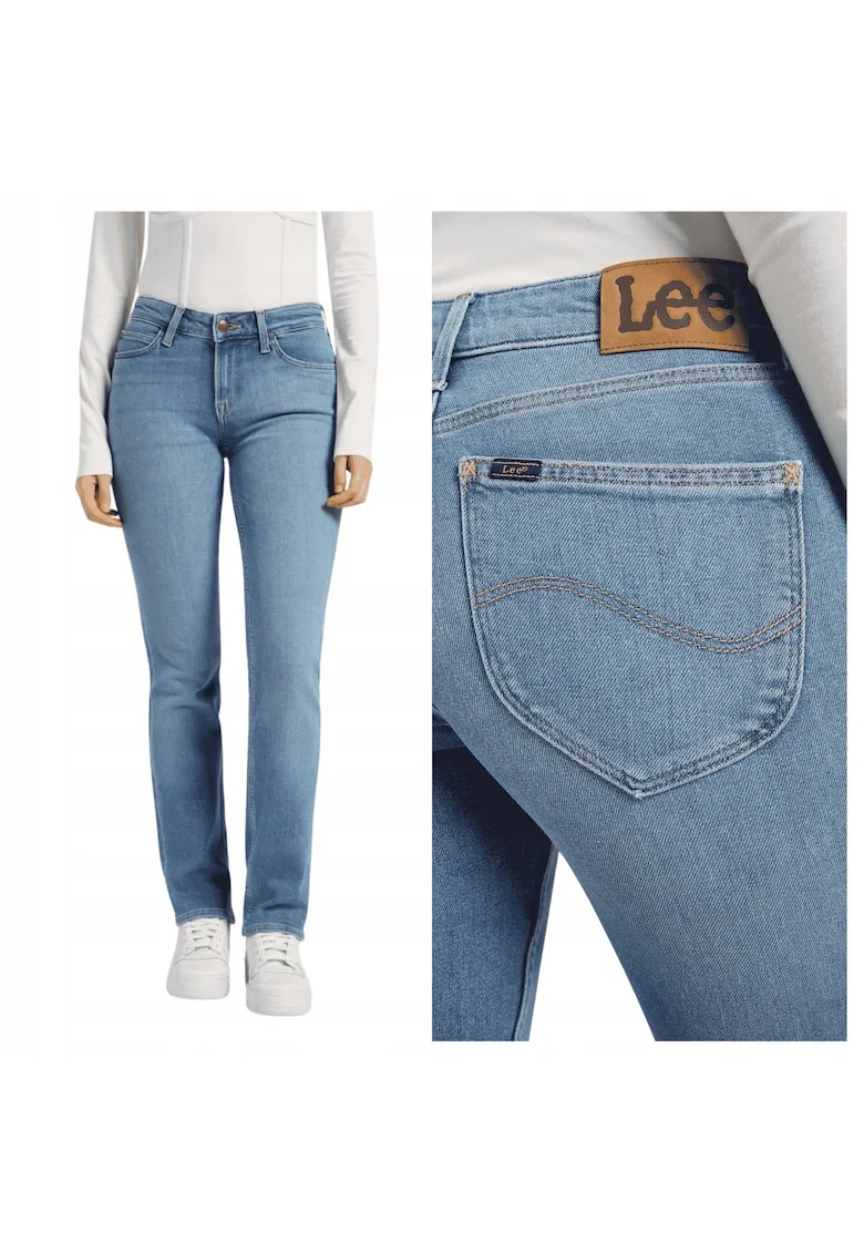 Blugi Dama,  Marion, Straight Fit, Talie Inalta, 5 Buzunare, Fermoar, Lungi, Bumbac, Albastru, Albastru