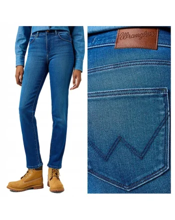 Blugi Dama,  Straight, Straight Fit, Talie Inalta, 5 Buzunare, Fermoar, Lungi, Bumbac, W27-L32 US, Albastru