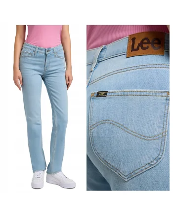 Blugi Dama,  Straight Fit, Talie Medie, 5 Buzunare, Fermoar, Lungi, Bumbac, Albastru, Albastru