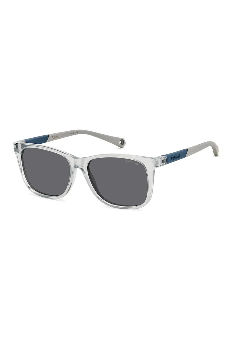 Ochelari de soare wayfarer cu lentile polarizate, Gri deschis/Albastru petrol