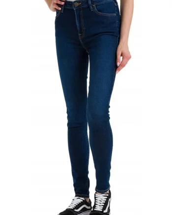 Blugi Dama,  Ivy, Skinny Fit, Talie Inalta, 5 Buzunare, Fermoar, Lungi, Bumbac, W28-L33 US, Albastru