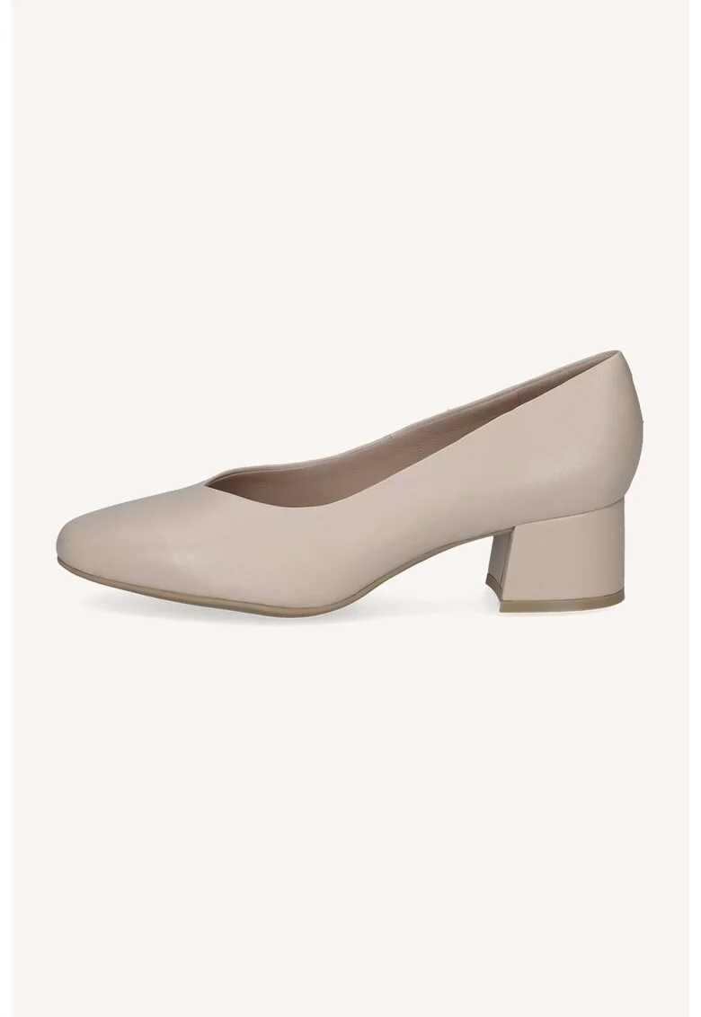 Pantofi de piele cu toc masiv, Bej