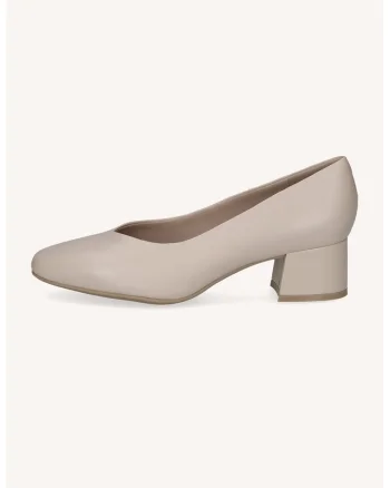 Pantofi de piele cu toc masiv, Bej