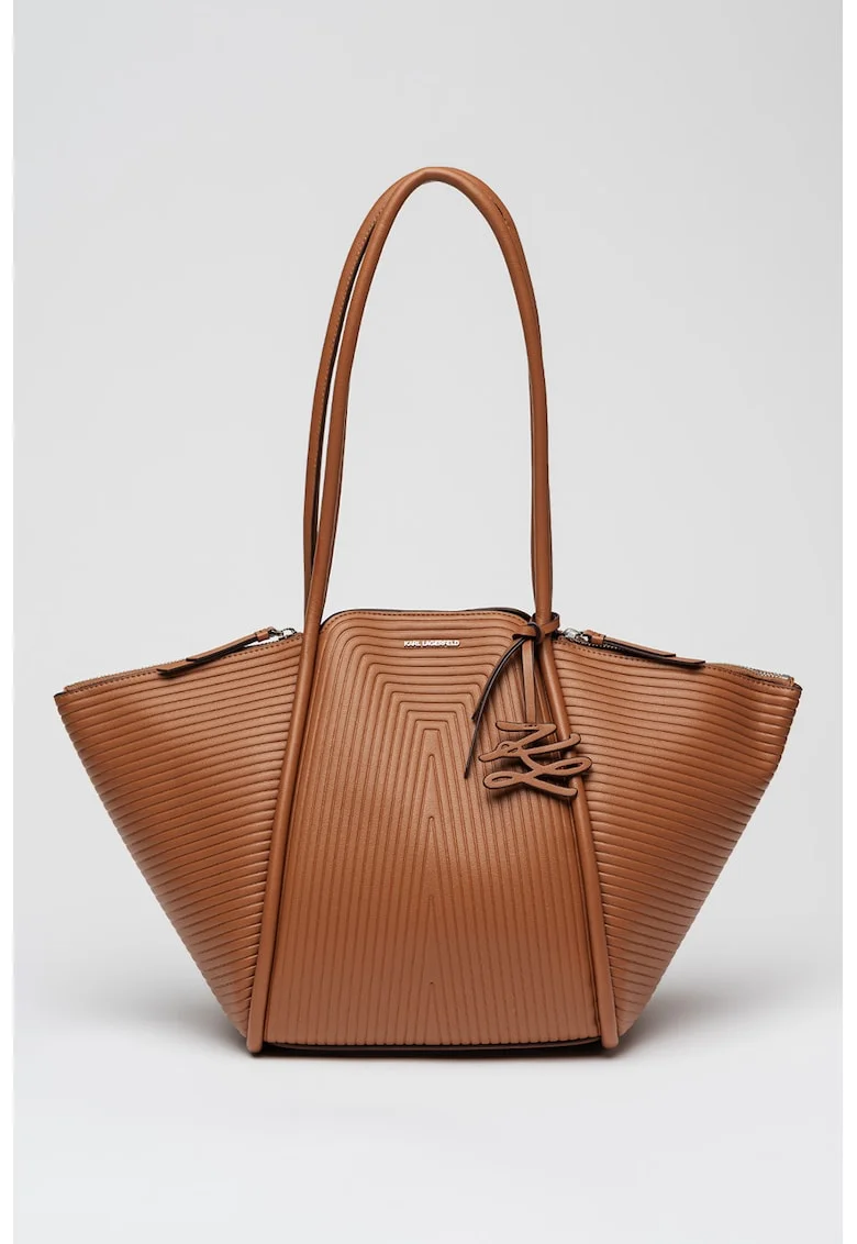 Geanta tote din piele ecologica, Caramel