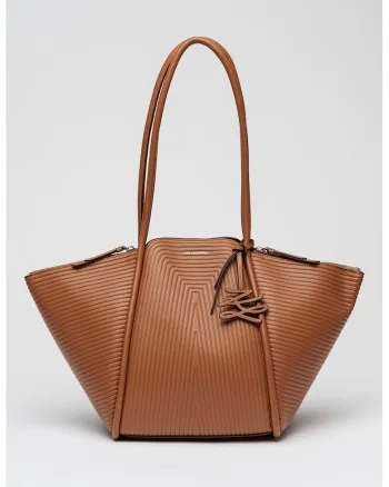 Geanta tote din piele ecologica, Caramel