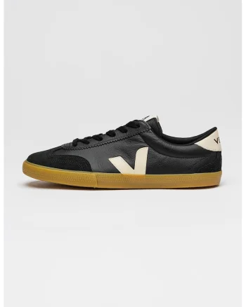 Pantofi sport low cut din piele, Alb fildes/Negru