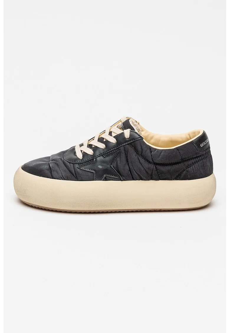 Pantofi sport Space Stitching cu talpa flatform, Negru stins/Bej deschis