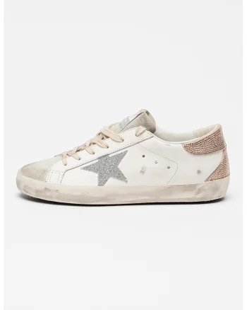 Pantofi sport Super-Star Classic cu logo stralucitor, Alb murdar/Roz prafuit